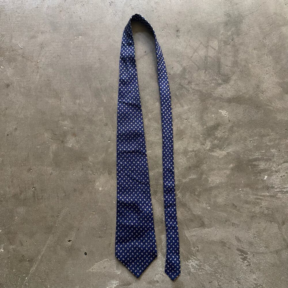 Polo University by Ralph Lauren Men's Paisley Pointed Tie Blue White Yellow